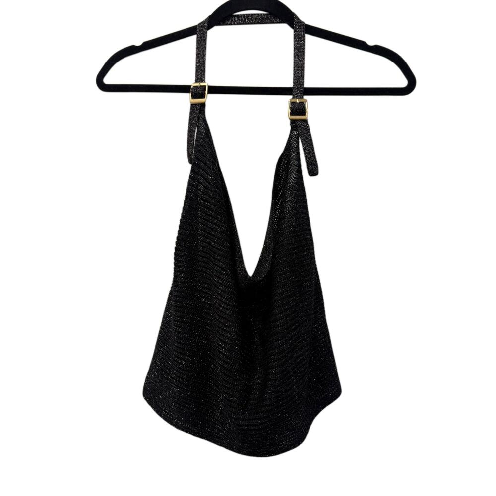 ANTHROPOLOGIE WOMAN'S BLACK HALTER TOP IN SIZE L